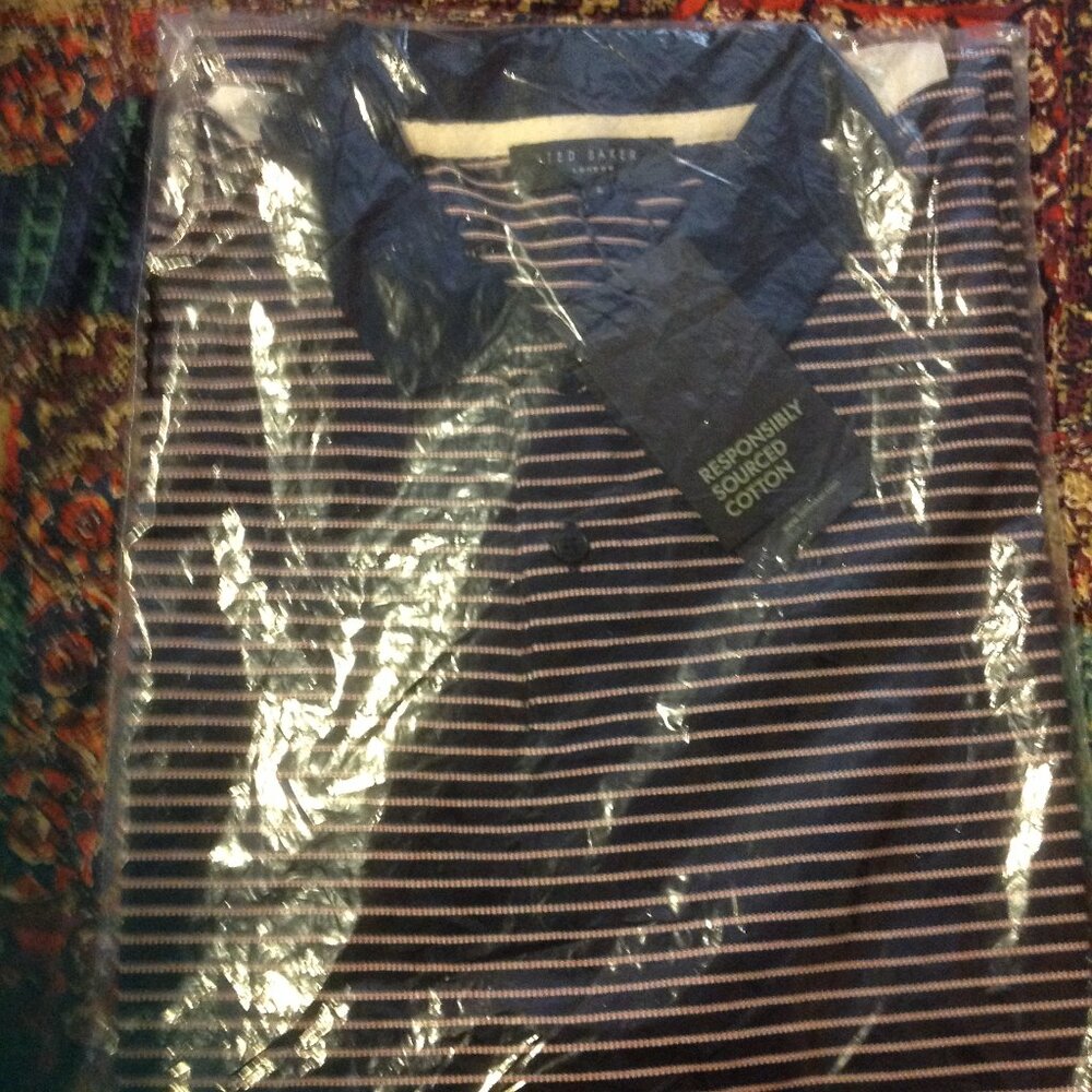 Ted Baker Ravens Men's Large (4) Short Sleeve Multicolor Polo Shirt - NWT